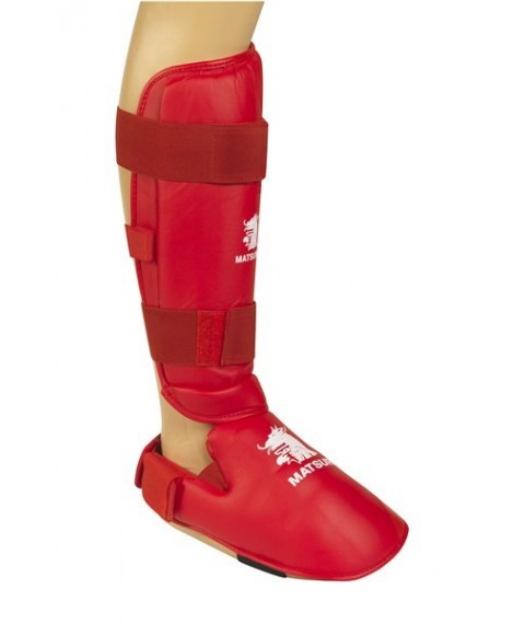 Karate shin-foot protector Matsuru, velcro closure, XL red