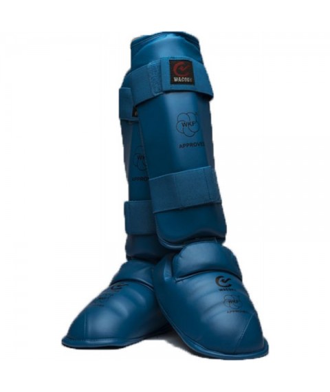 Karate shin-foot protector Matsuru, velcro closure, approved WKF M blue
