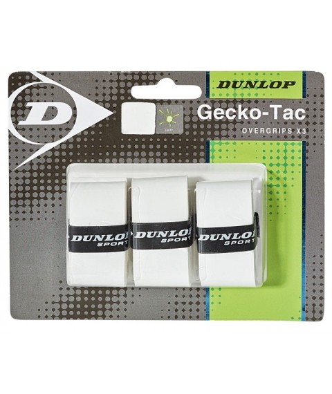 Tennis racket overgrip Dunlop GECKO-TAC, white (3 pcs)