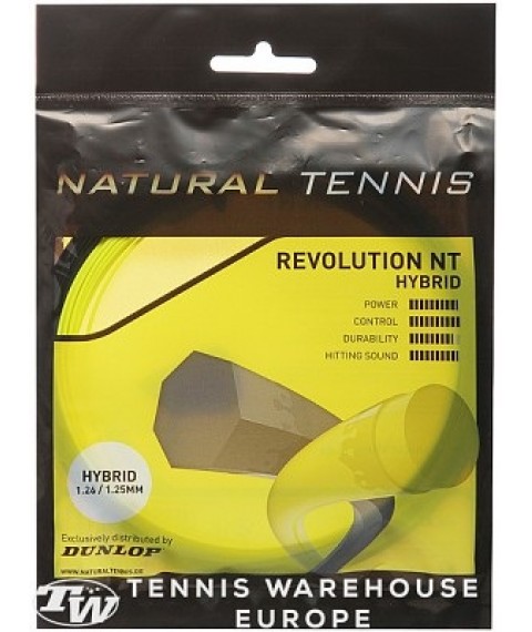 Tennis string Dunlop NT HYBRID YELLOW 1.26/1.25mm set, 12m, black/ yellow