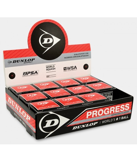 Squash ball Dunlop PROGRESS 1 red dotWSF official