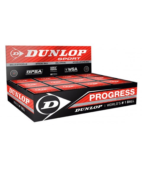 Squash ball Dunlop PROGRESS improvers +6% +20% Official ball of PSA World Tour 12-box
