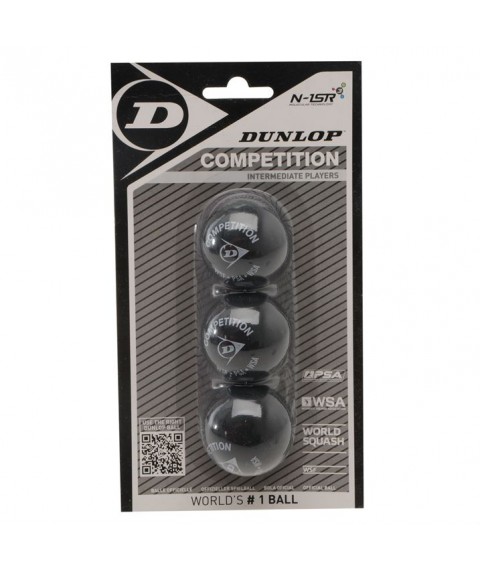 Squash ball Dunlop COMPETITION clubs +10% hang Official ball of PSA World Tour 3-blister