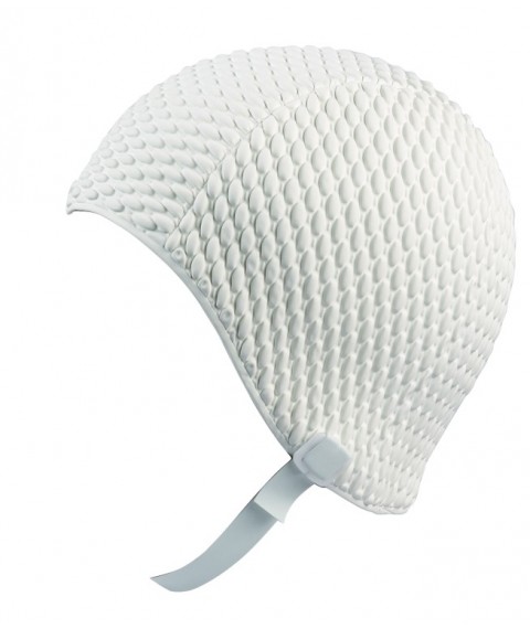 Swim cap BECO BUBBLE 7301 1with strap rubber white