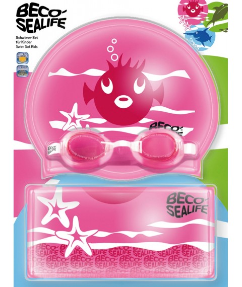 Swimming set SEALIFE: googles + cap + bag 96054 4 pink