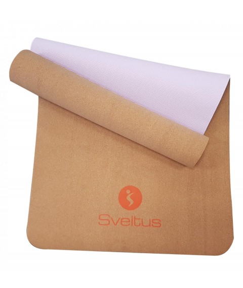 Yoga mat SVELTUS 1303 183x61x0,5cm Cork / pink