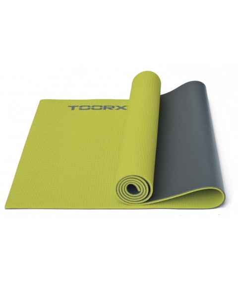 Yoga mat Toorx MAT176 PVC 173x60x0,6 PVC lime green/gray
