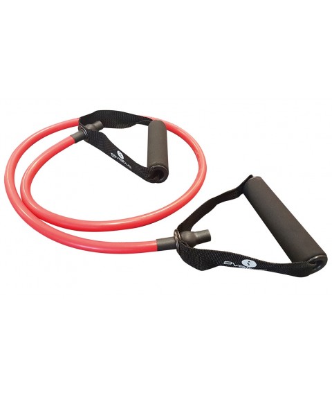 Fitness tube SVELTUS with two handles, strong, red
